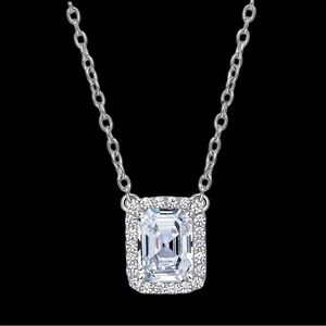 NWT LaFonn Platinum Plated Sterling Silver Simulated Diamond Pendant Necklace